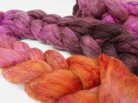Textured Blend, BFL, Manx Loaghtan, Sari Silk. Hand Dyed Gradient. 100g