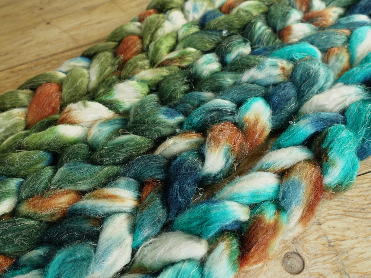 Fade Pack- Romney, Silk & Linen, 5 co-ordinating braids, Hand Dyed Wool, 500g