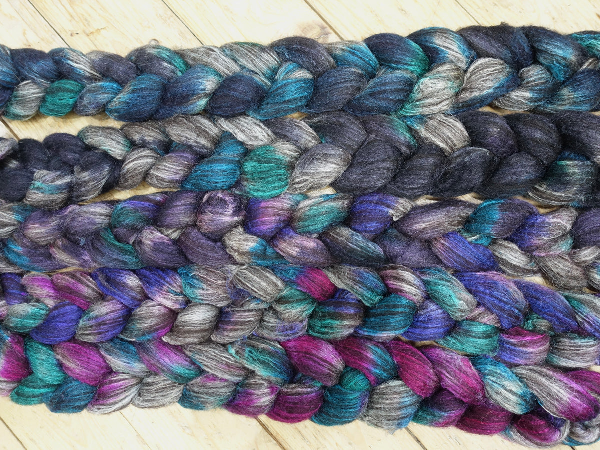 Fade Pack- Zwartbles & Silk, 5 co-ordinating braids, Hand Dyed Wool, 500g