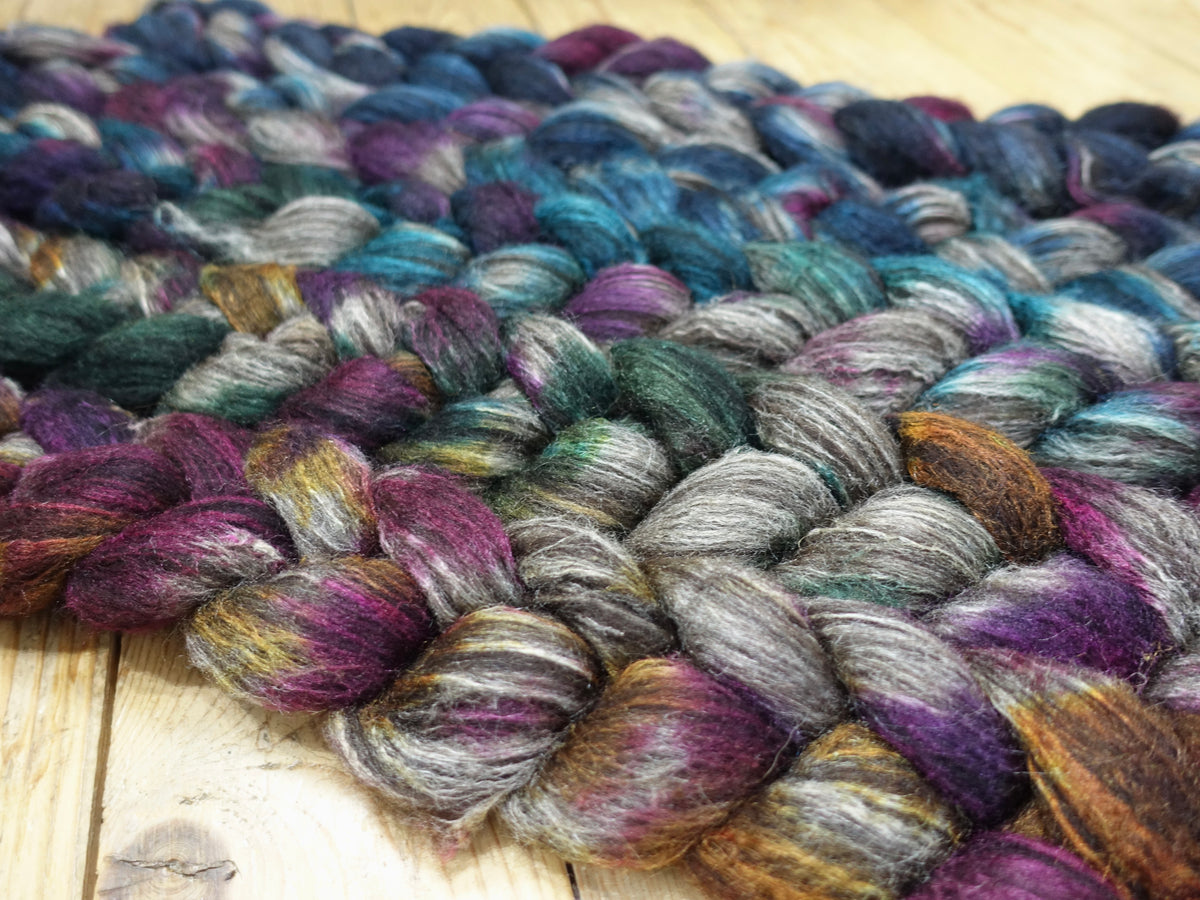 Fade Pack- Zwartbles & Silk, 5 co-ordinating braids, Hand Dyed Wool, 500g