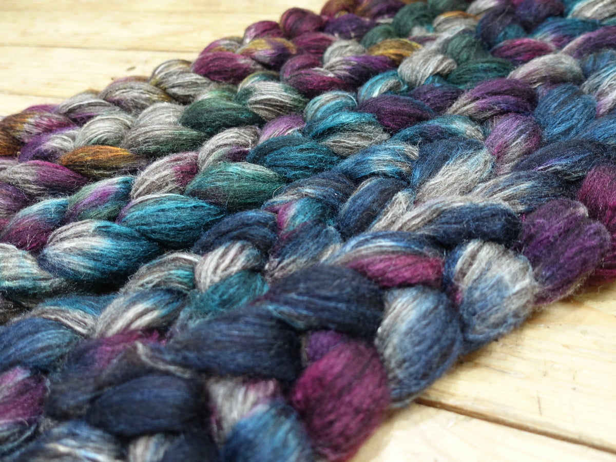 Fade Pack- Zwartbles & Silk, 5 co-ordinating braids, Hand Dyed Wool, 500g