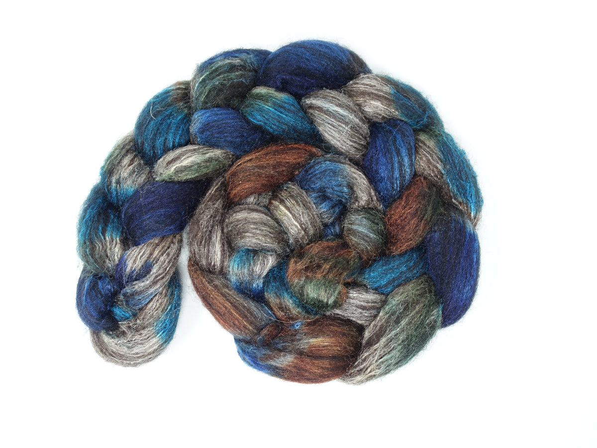 Zwartbles & Silk. Hand Dyed Variegated.  100g