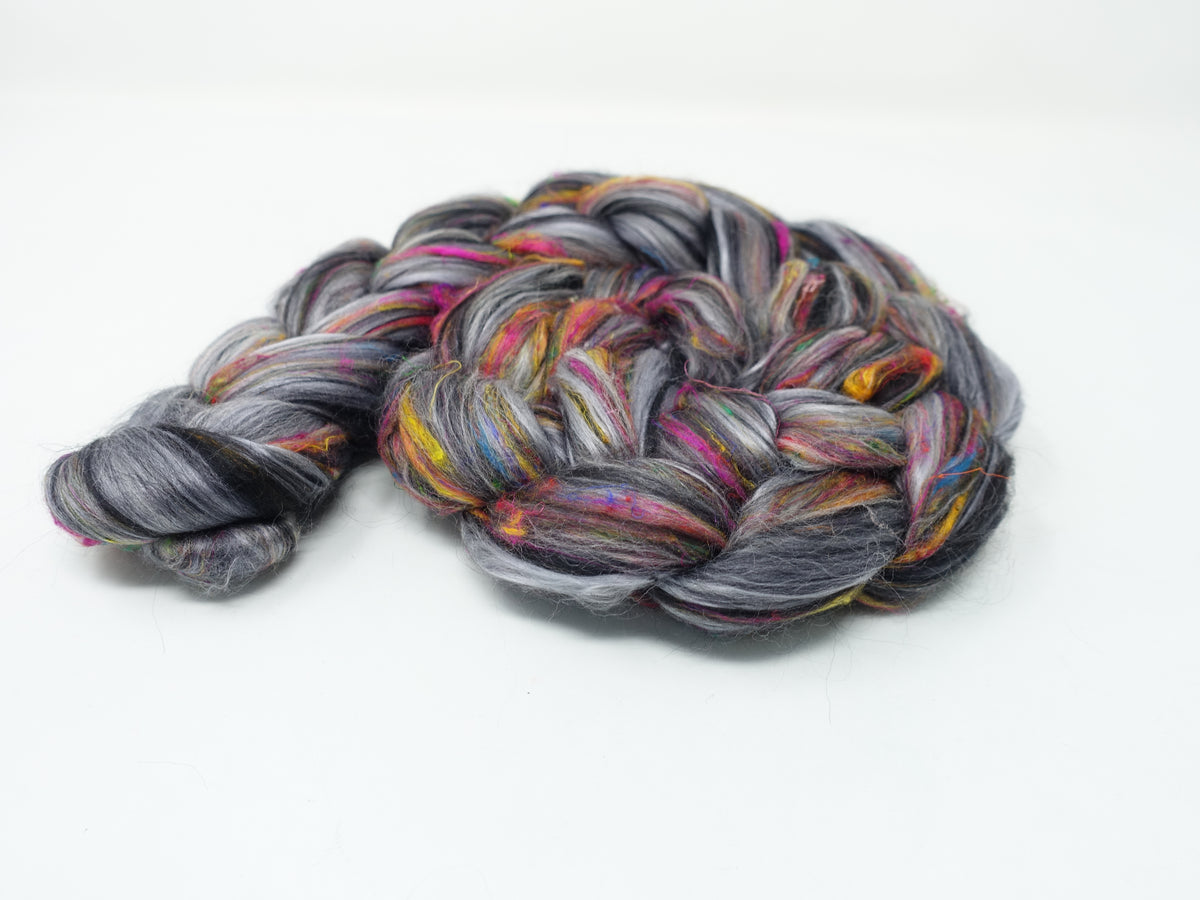 Graphite - Pigments- Merino, Sari Silk, Mulberry Silk & Llama. 100g