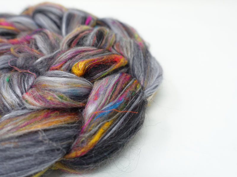 Graphite - Pigments- Merino, Sari Silk, Mulberry Silk & Llama. 100g