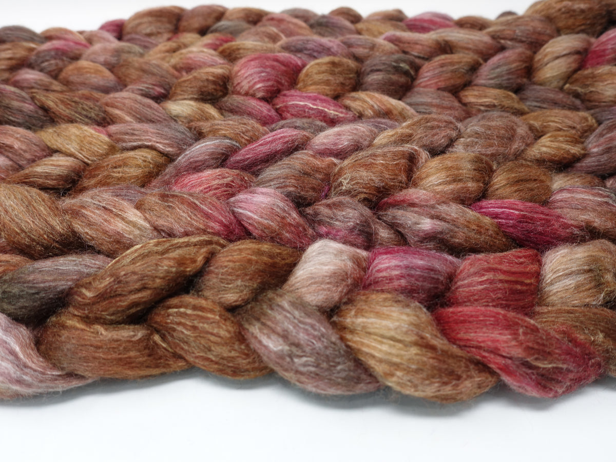 Corriedale & Lotus,  Hand Dyed Semi Solid, Combed Top. 100g