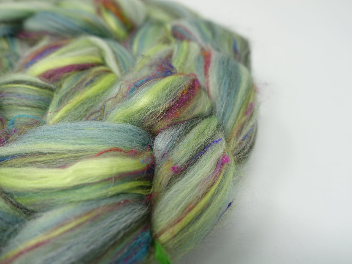 Celadon- Pigments- Merino, Sari Silk, Mulberry Silk & Llama. 100g