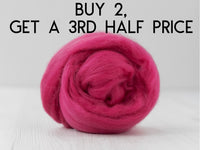 Bright pink merino silk fiber