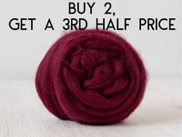 Dark Red Merino  Spinning fiber